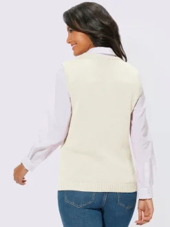Gilets en tricot sans manches à encolure ronde