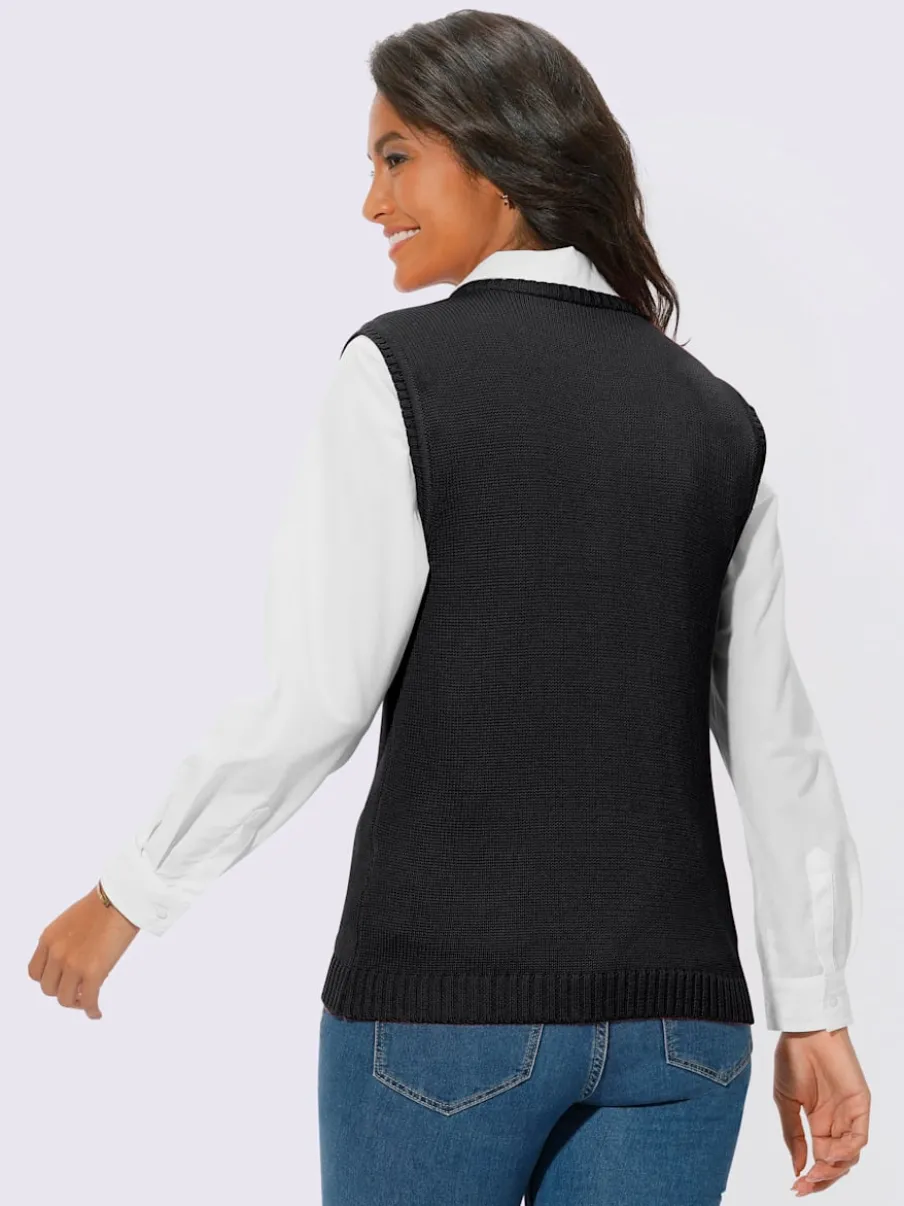 Gilets en tricot sans manches à encolure ronde