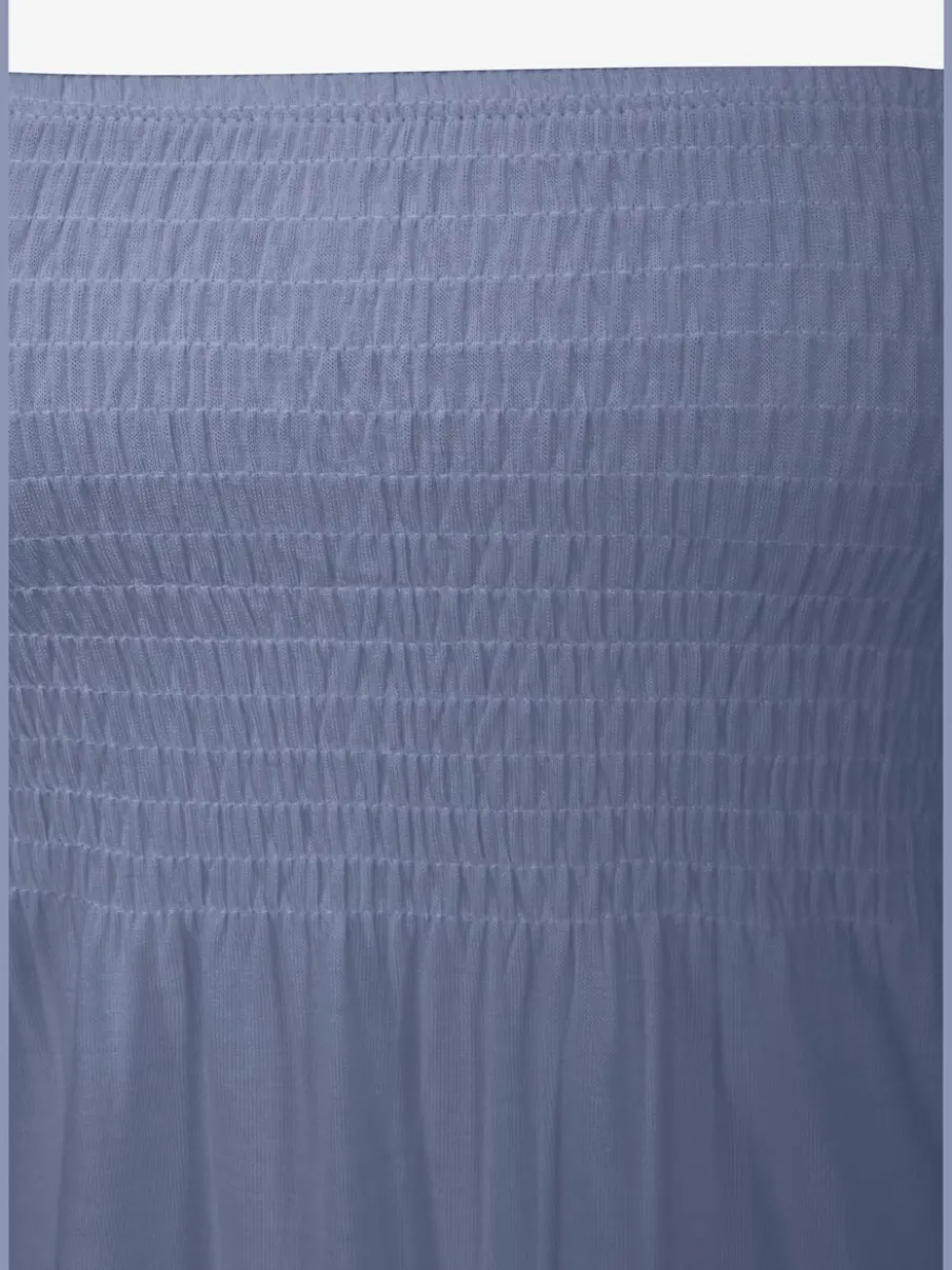 Haut bandeau en viscose fluide à partie smockée et ourlet élastiqué