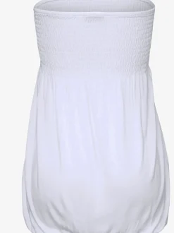 Haut bandeau en viscose fluide à partie smockée et ourlet élastiqué