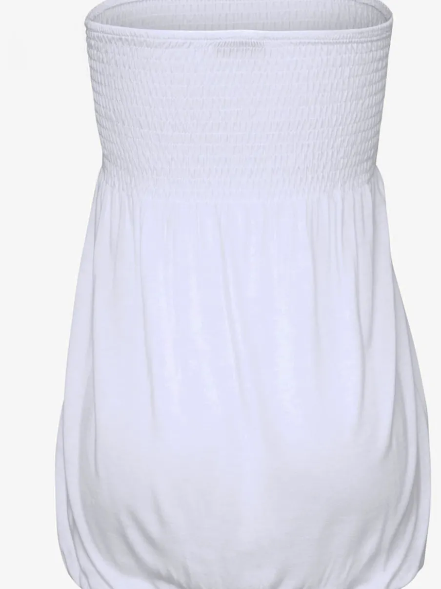 Haut bandeau en viscose fluide à partie smockée et ourlet élastiqué