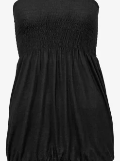 Haut bandeau en viscose fluide à partie smockée et ourlet élastiqué