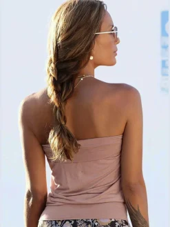 Haut bandeau fluide avec plis à l'encolure et ourlet extensible