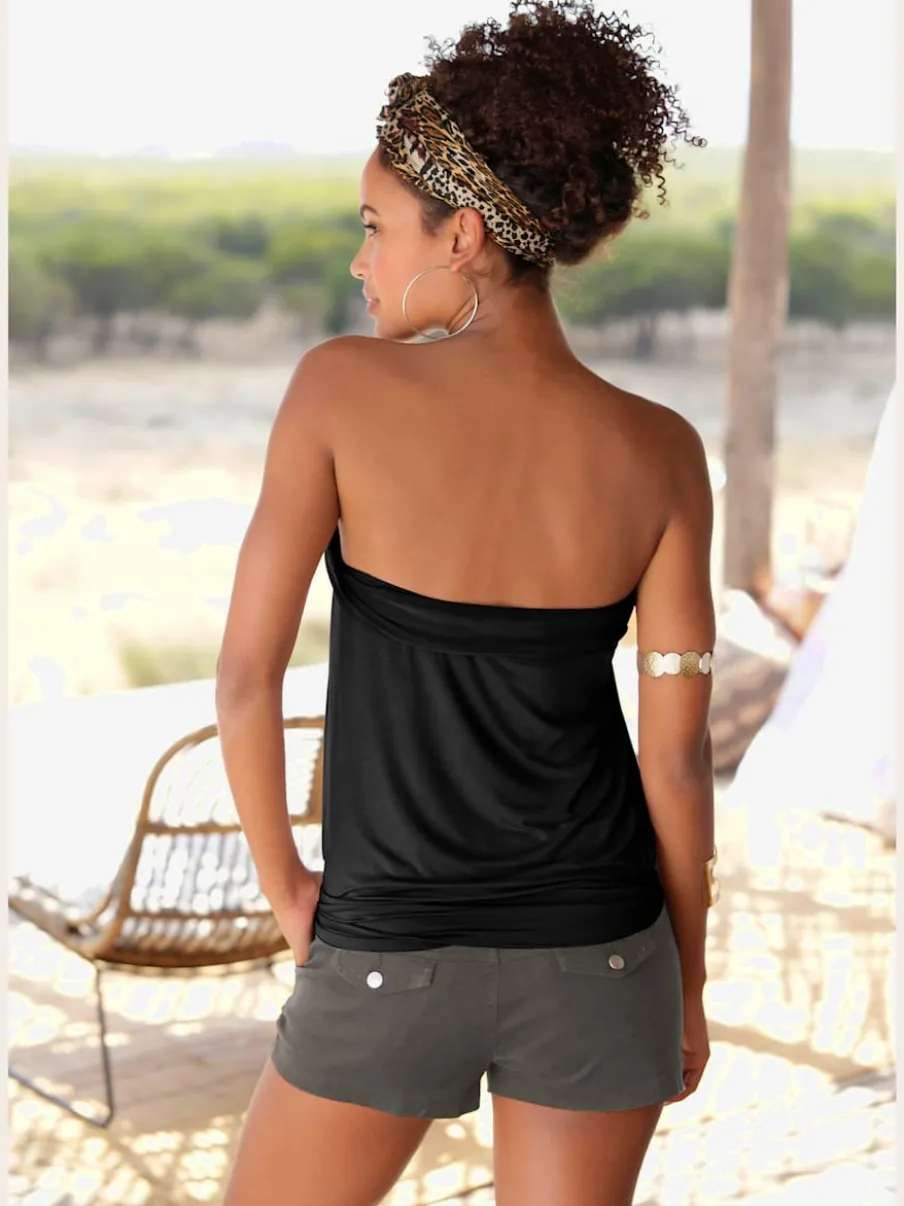 Haut bandeau fluide avec plis à l'encolure et ourlet extensible