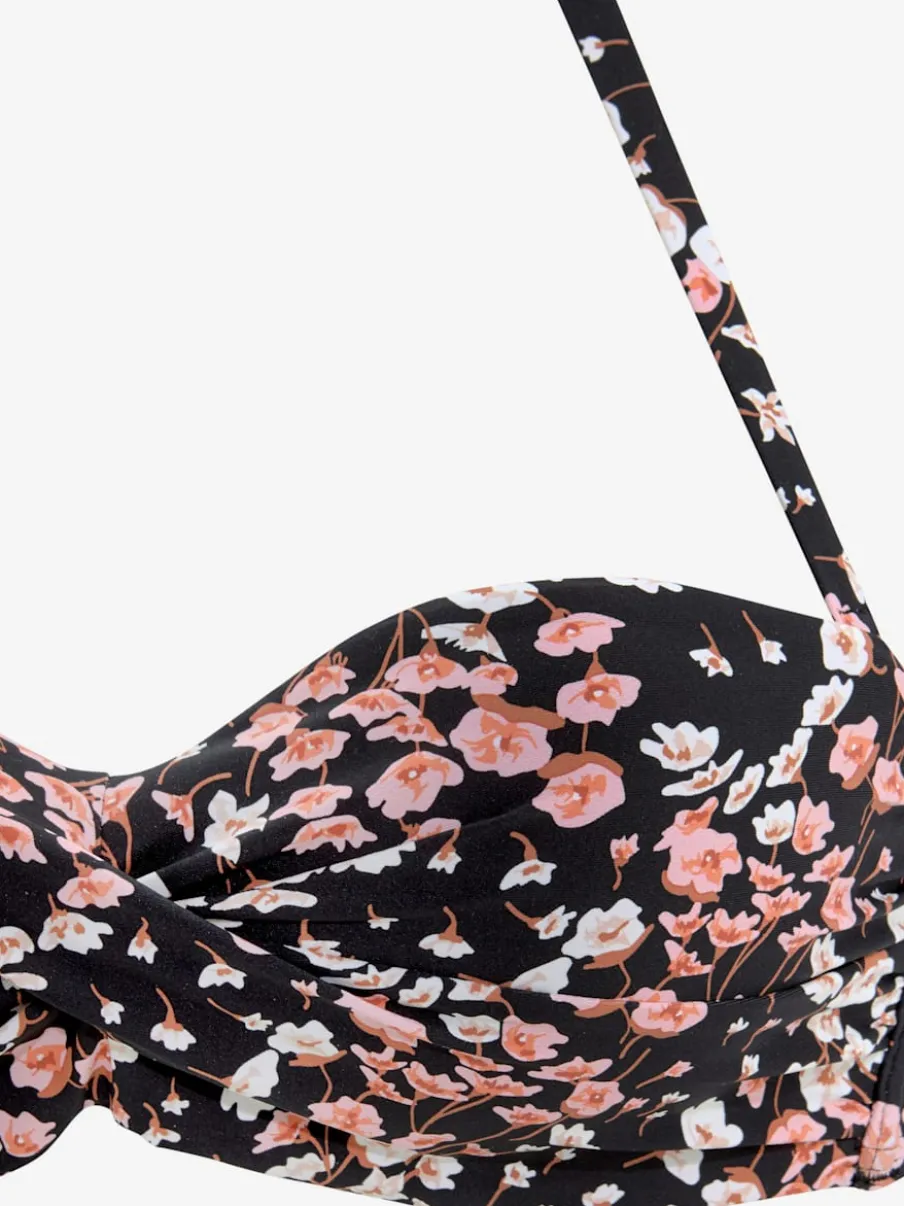 Haut de bikini bandeau à armatures imprimé floral doux