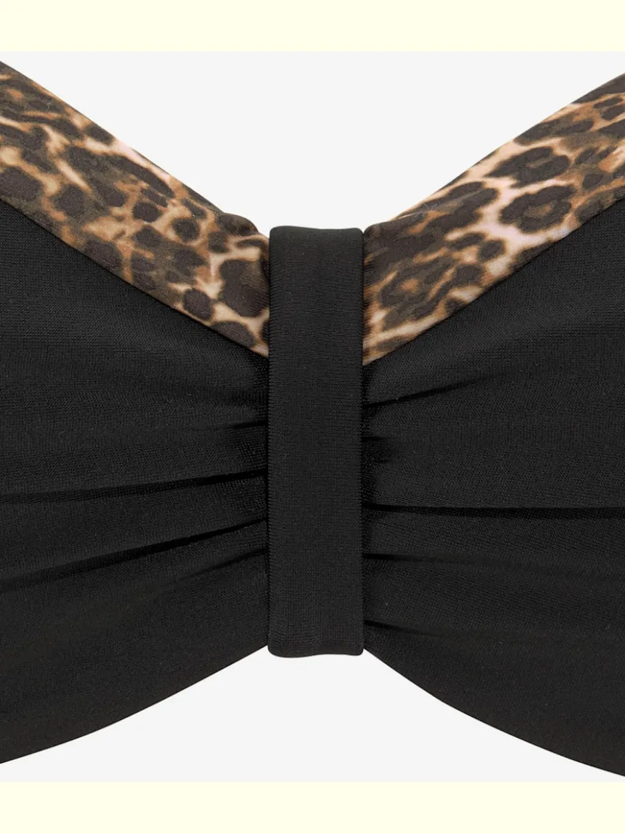 Haut de bikini bandeau à armatures et détails léopard