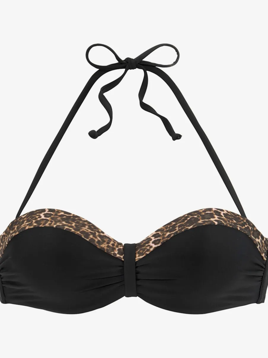 Haut de bikini bandeau à armatures et détails léopard