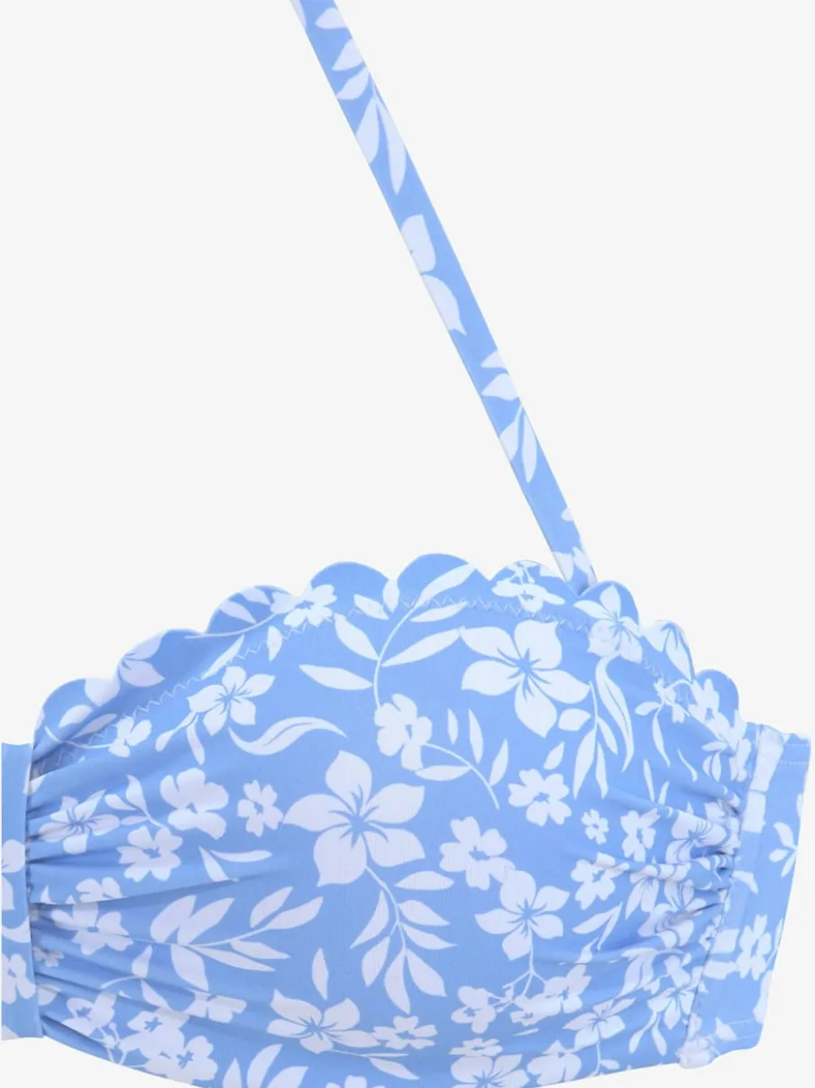 Haut de bikini bandeau à armatures imprimé à fleurs microfibre douce