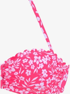 Haut de bikini bandeau à armatures imprimé à fleurs microfibre douce