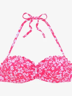 Haut de bikini bandeau à armatures imprimé à fleurs microfibre douce