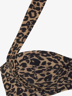 Haut de bikini bandeau à armatures imprimé léopard adaptable