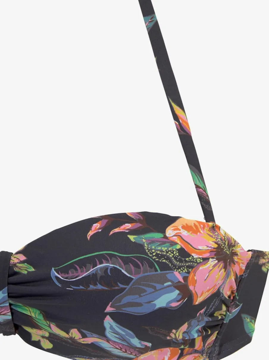 Haut de bikini bandeau à armatures avec motif floral