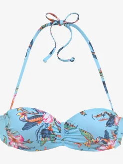 Haut de bikini bandeau à armatures avec motif floral