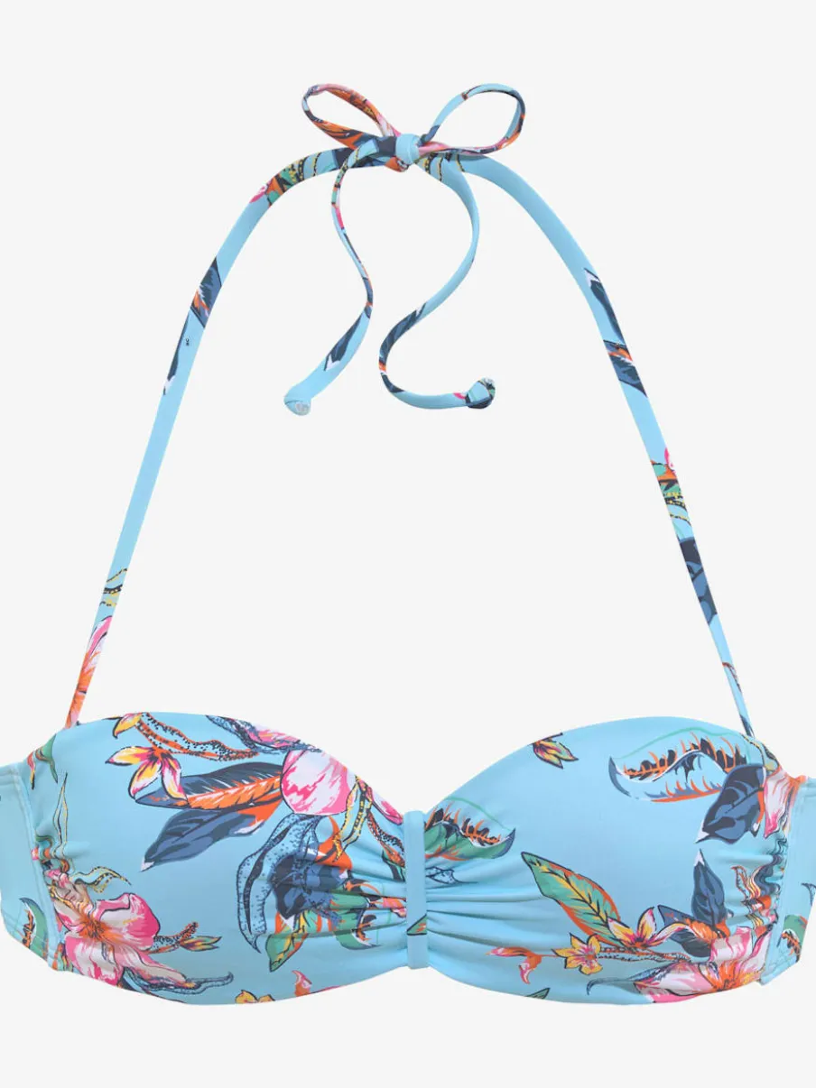 Haut de bikini bandeau à armatures avec motif floral