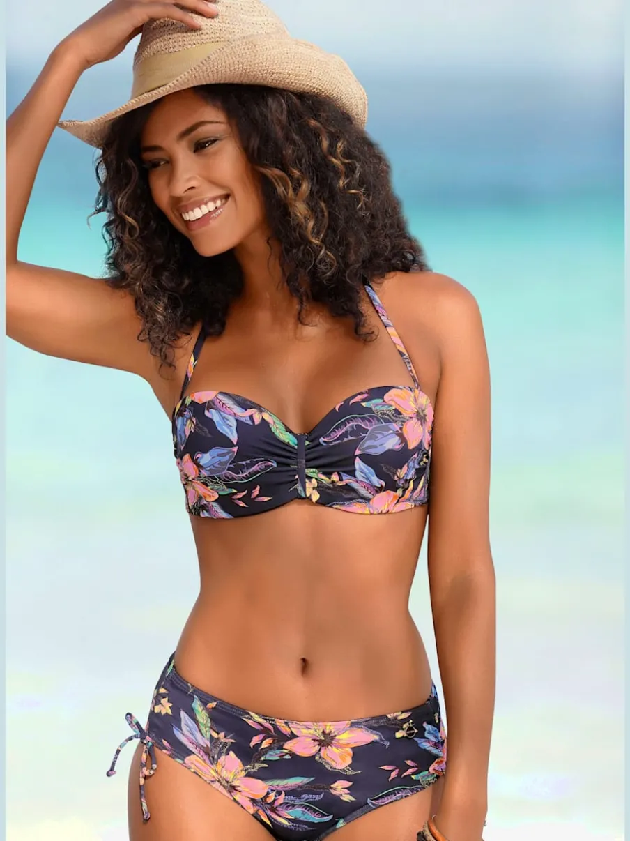 Haut de bikini bandeau à armatures avec motif floral