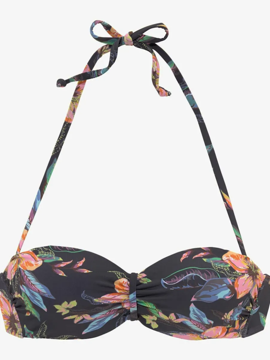 Haut de bikini bandeau à armatures avec motif floral