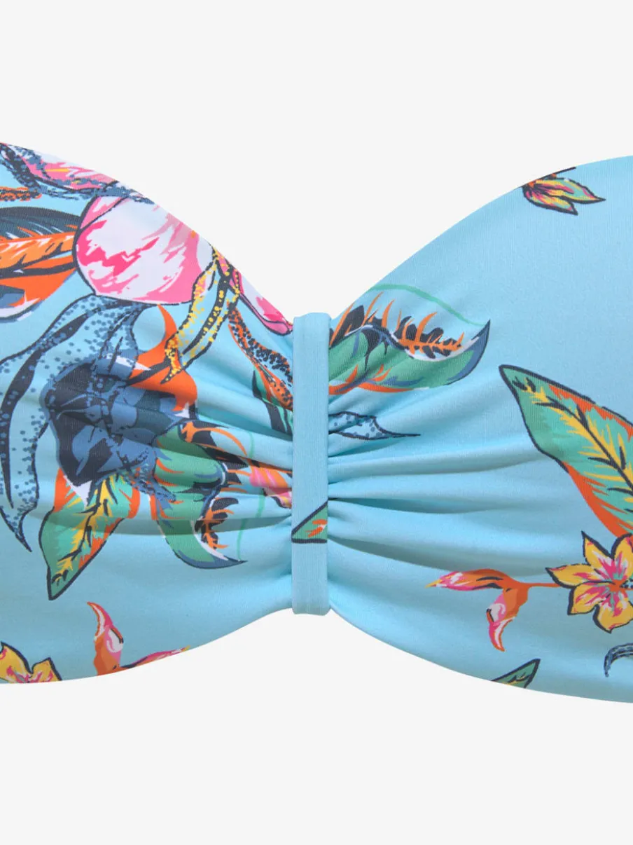 Haut de bikini bandeau à armatures avec motif floral