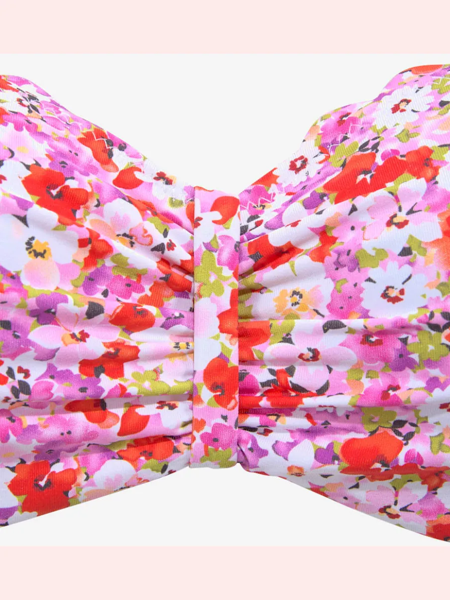 Haut de bikini bandeau à armatures avec bords ondulés et bonnets rembourrés