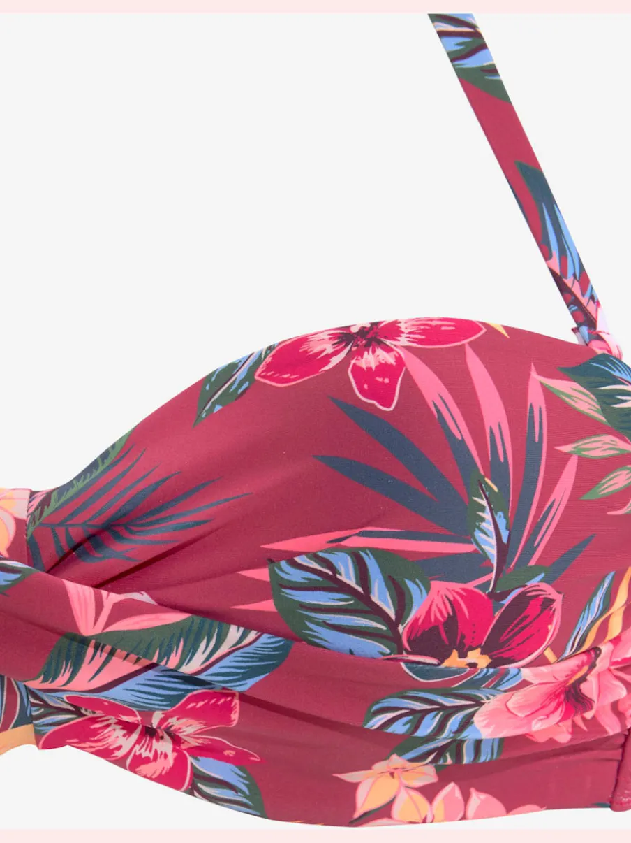 Haut de bikini bandeau à armatures imprimé tropical confortable