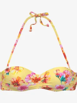 Haut de bikini bandeau à armatures à motifs floraux