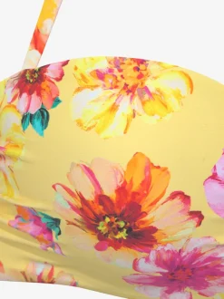 Haut de bikini bandeau à armatures à motifs floraux