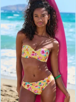 Haut de bikini bandeau à armatures à motifs floraux