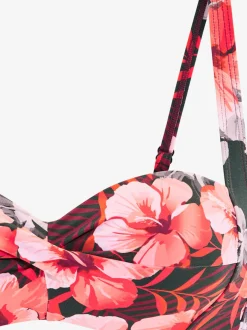 Haut de bikini bandeau à armatures avec bretelles réglables florales