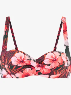 Haut de bikini bandeau à armatures avec bretelles réglables florales