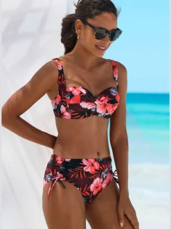 Haut de bikini bandeau à armatures avec bretelles réglables florales