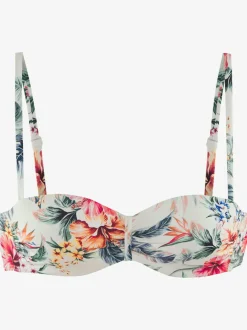 Haut de bikini bandeau à armatures avec imprimé floral et bonnets rembourrés