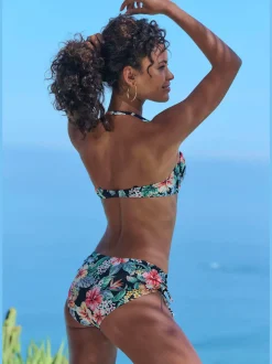 Haut de bikini bandeau à armatures avec imprimé floral et bonnets rembourrés