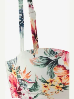 Haut de bikini bandeau à armatures avec imprimé floral et bonnets rembourrés