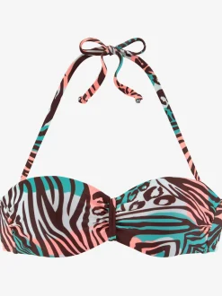Haut de bikini bandeau à armatures avec imprimé animal et bretelles amovibles