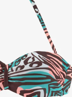 Haut de bikini bandeau à armatures avec imprimé animal et bretelles amovibles