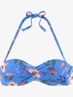 Haut de bikini bandeau à armatures avec motif floral