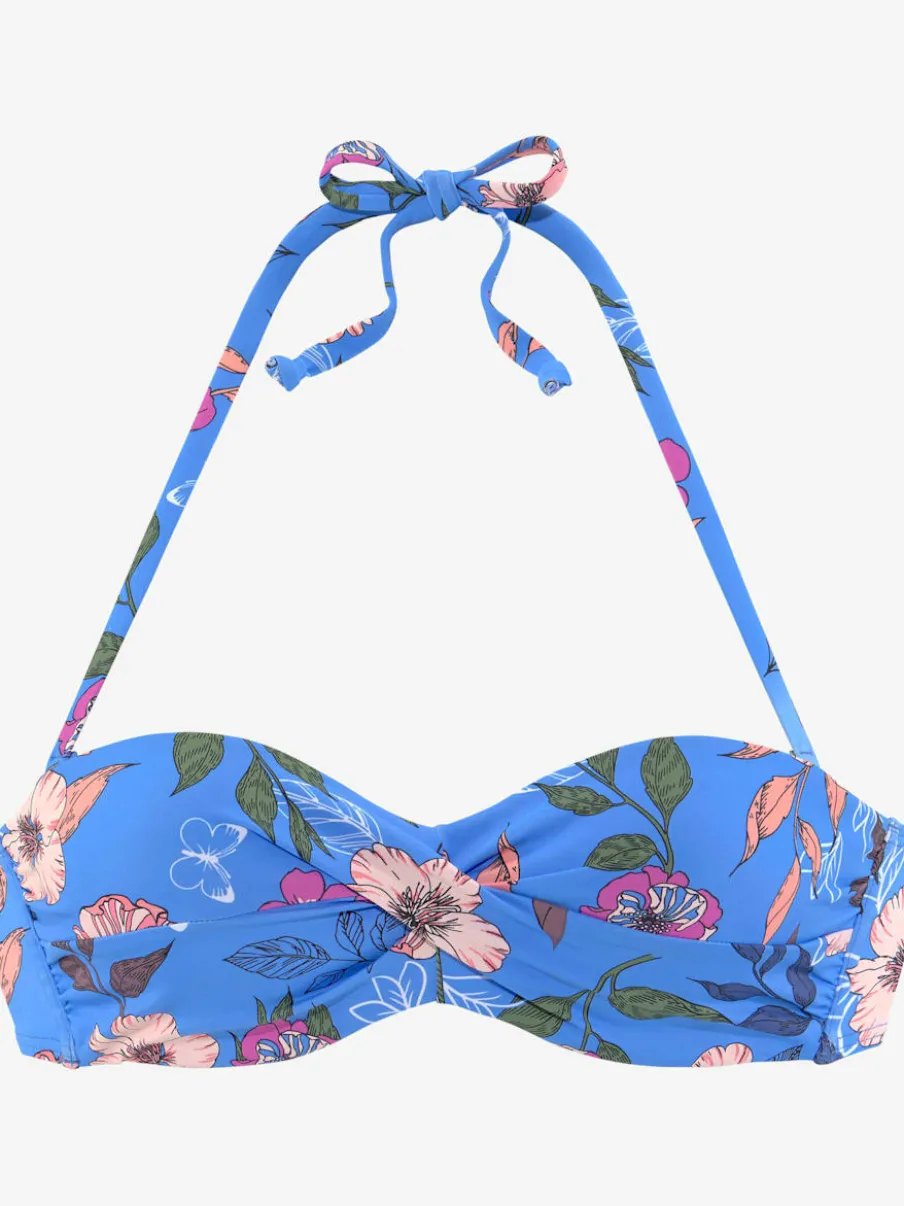 Haut de bikini bandeau à armatures avec motif floral