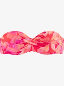 Haut de bikini bandeau à armatures imprimé floral et bretelles amovibles