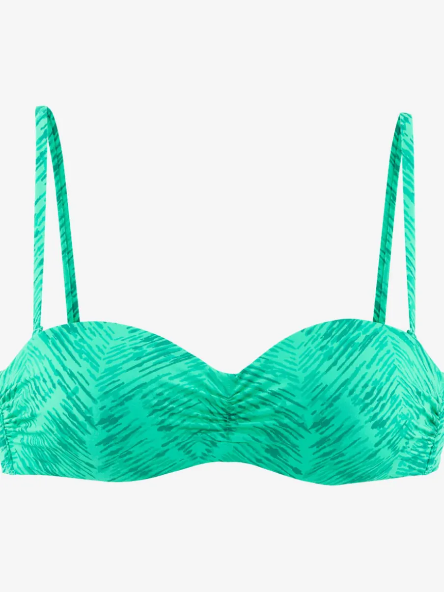 Haut de bikini bandeau à armatures avec imprimé graphique et bretelles amovibles