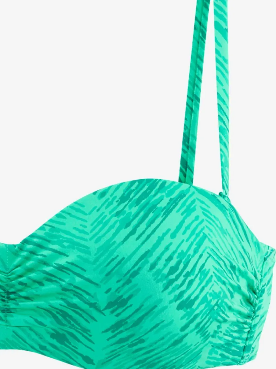Haut de bikini bandeau à armatures avec imprimé graphique et bretelles amovibles