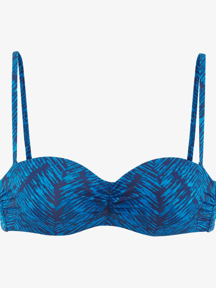 Haut de bikini bandeau à armatures avec imprimé graphique et bretelles amovibles