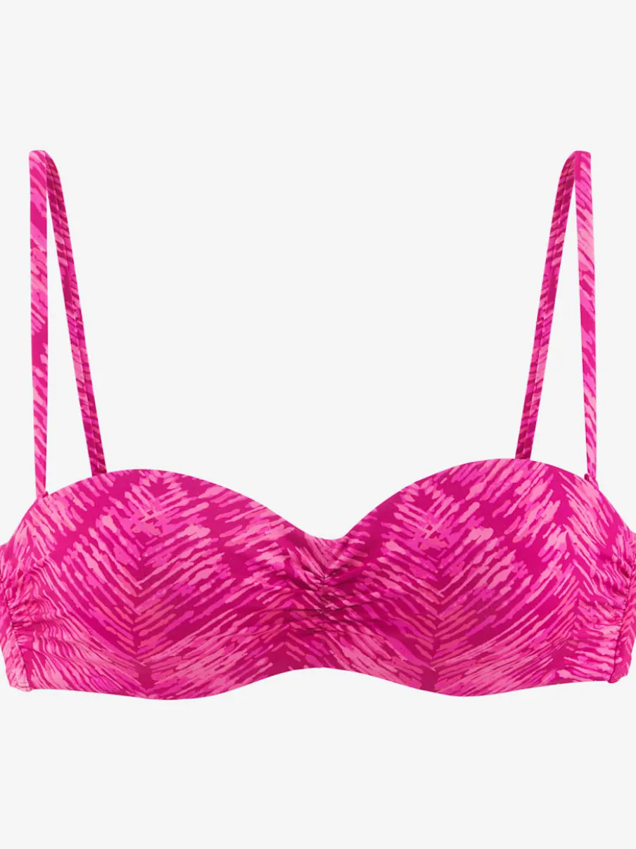 Haut de bikini bandeau à armatures avec imprimé graphique et bretelles amovibles