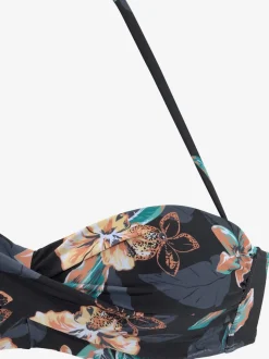 Haut de bikini bandeau à armatures avec imprimé fleurs d'hibiscus