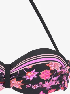 Haut de bikini bandeau à armatures avec imprimé floral et bretelles amovibles