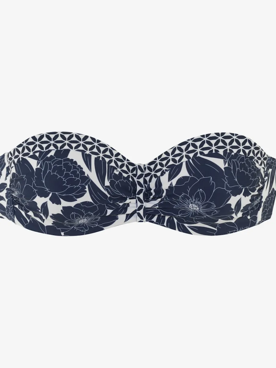 Haut de bikini bandeau armatures à imprimé floral ajustable