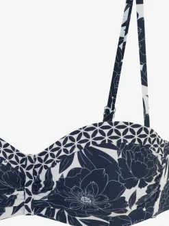Haut de bikini bandeau armatures à imprimé floral ajustable