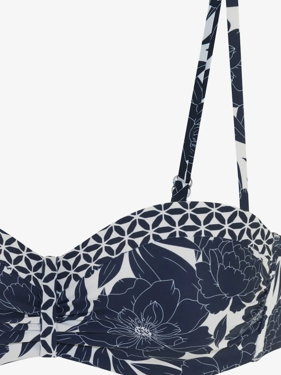 Haut de bikini bandeau armatures à imprimé floral ajustable