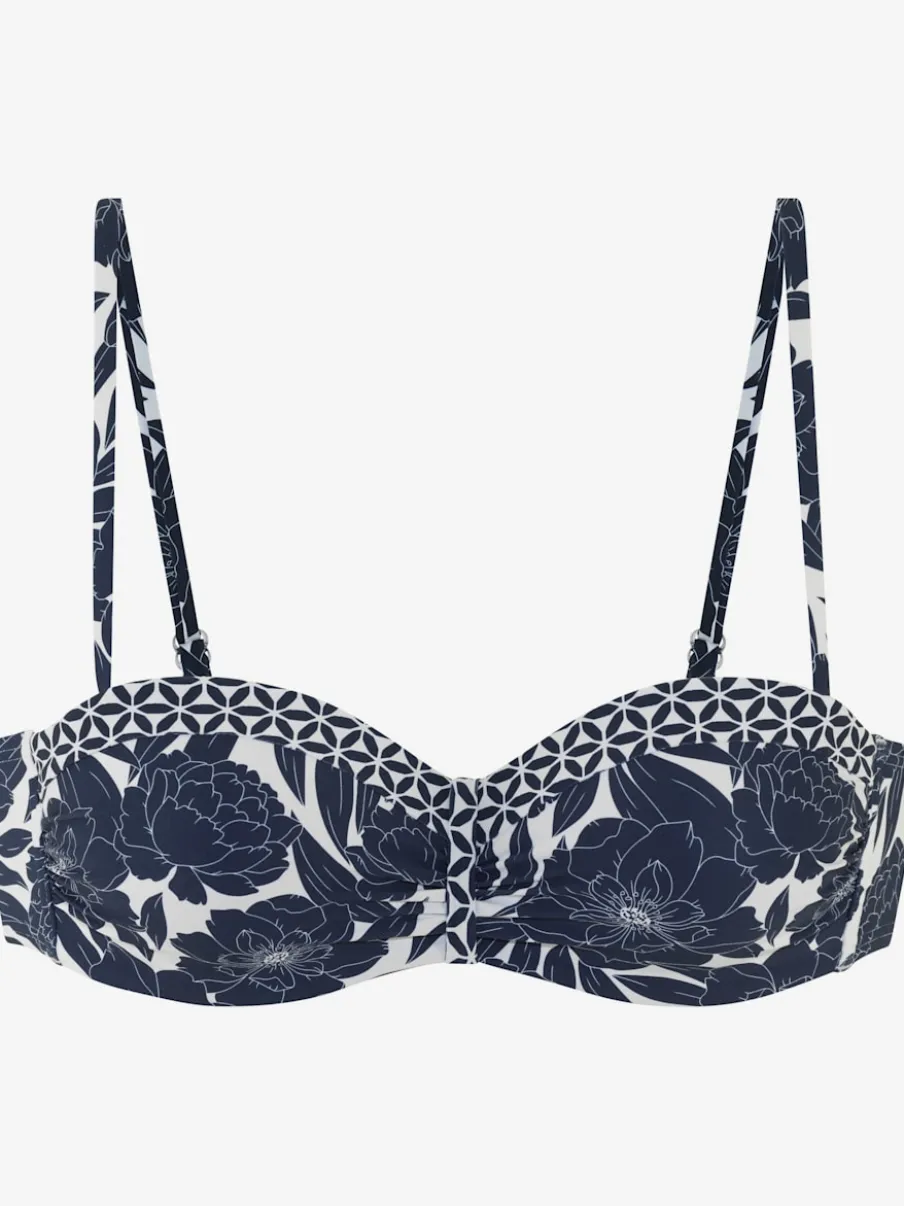 Haut de bikini bandeau armatures à imprimé floral ajustable