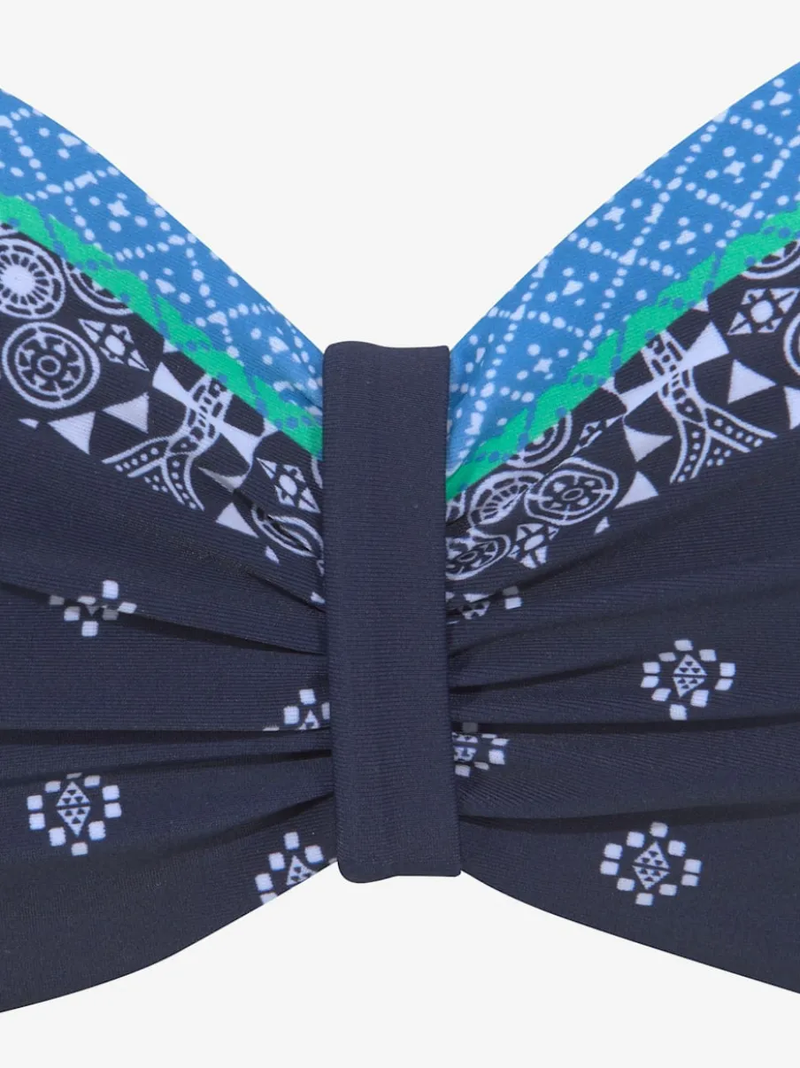 Haut de bikini bandeau à armatures avec imprimé géométrique et bretelles ajustables
