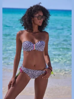 Haut de bikini bandeau à armatures avec motif graphique