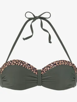 Haut de bikini bandeau à armatures avec empiècements léopard